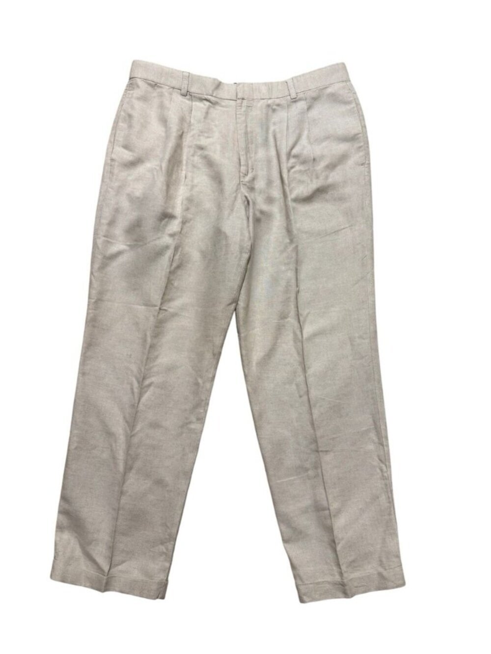 Dockers Premium Linen Blend Pants Mens 38x30 Beige Flat Front Trousers